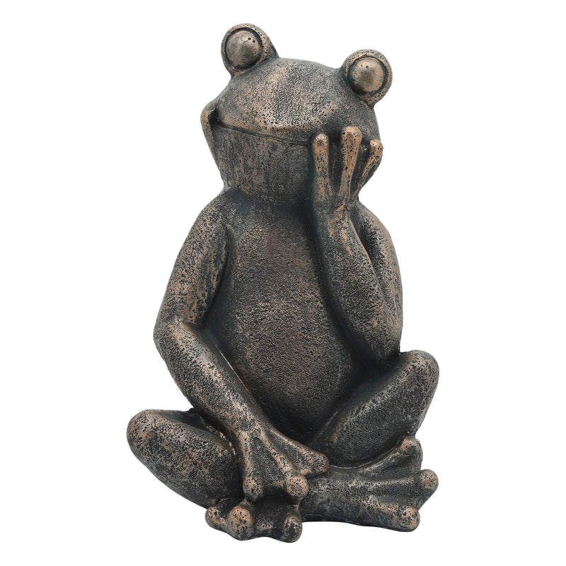 Resin, 16"h Thinking Frog, Black image