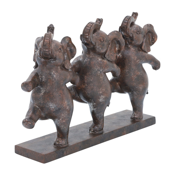 Resin, 7"h Dancing Elephants, Bronze image