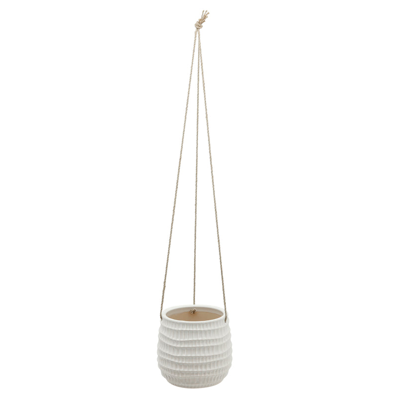 6" Dimpled Hanging Planter, White image