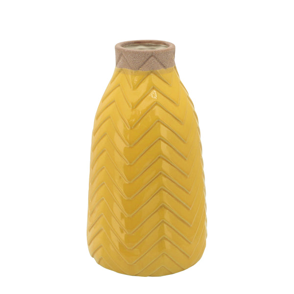 12" Chevron Vase, Yellow image