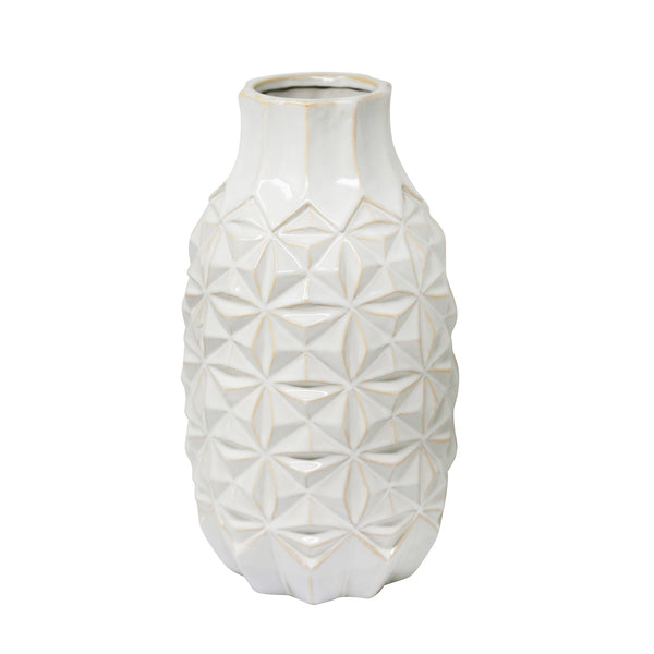 Ceramic 15" Geo Vase, Ivory image