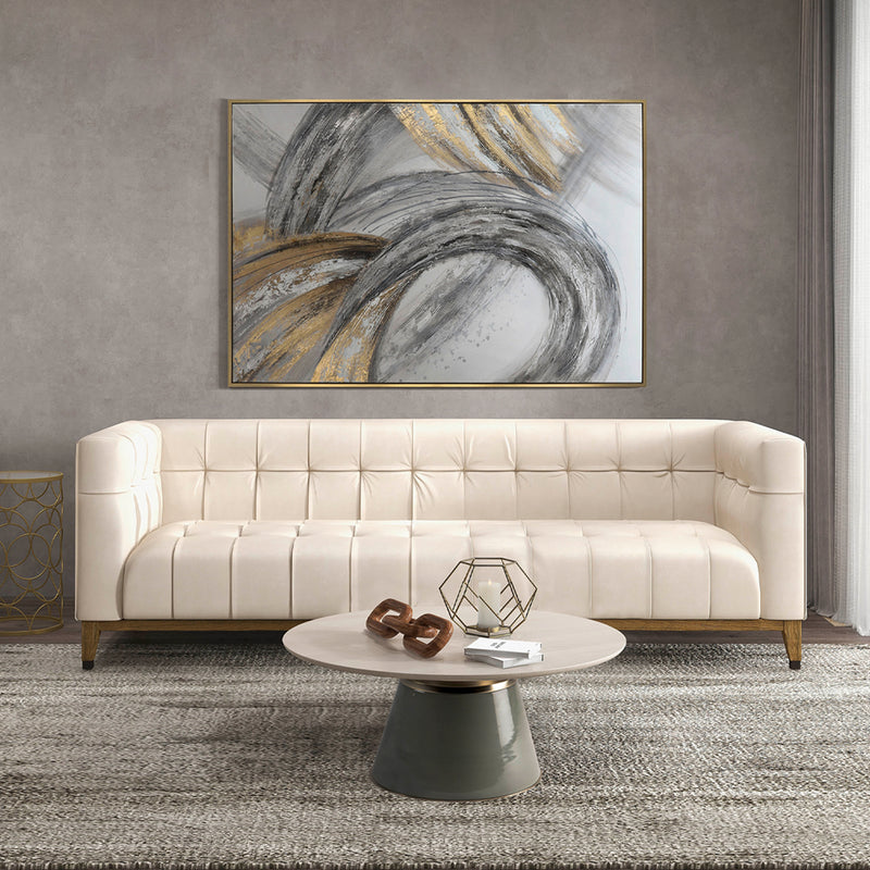 50x74 Abstract Canvas, Gray On Gold Frame image