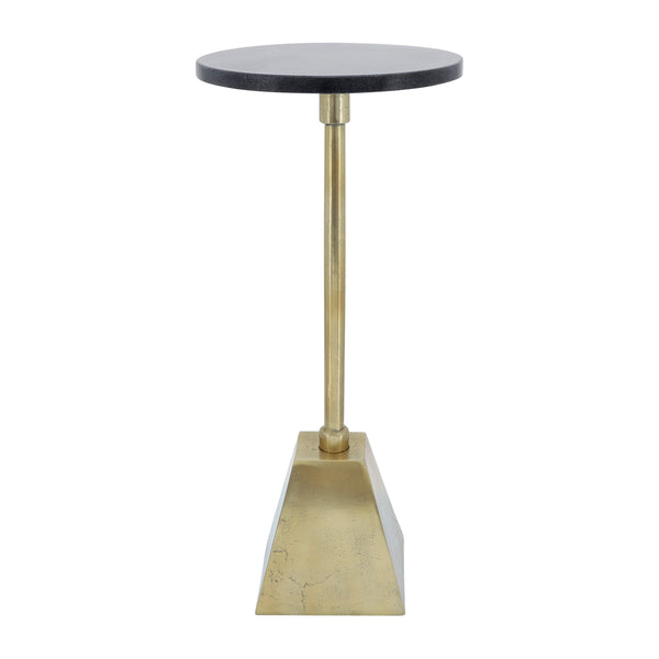 Metal, 23"h Round Drink Table, Gold/white image
