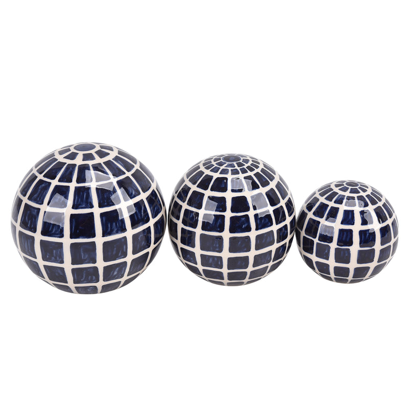 Cer, S/3 Checkered Orbs, 4/5/6" Blue image