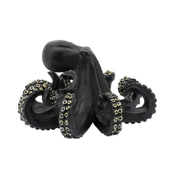 Resin 10" Octopus Table Accent, Black/gold image