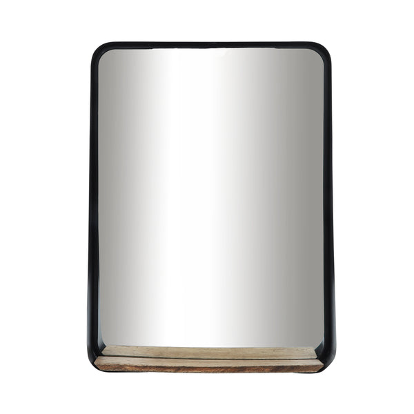 Metal, 22x30 Mirror W/ Shelf, Black/brown image