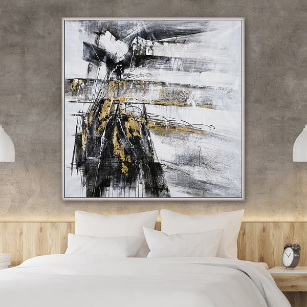 40x40 Handpainted Abstract Canvas, Black/gray image