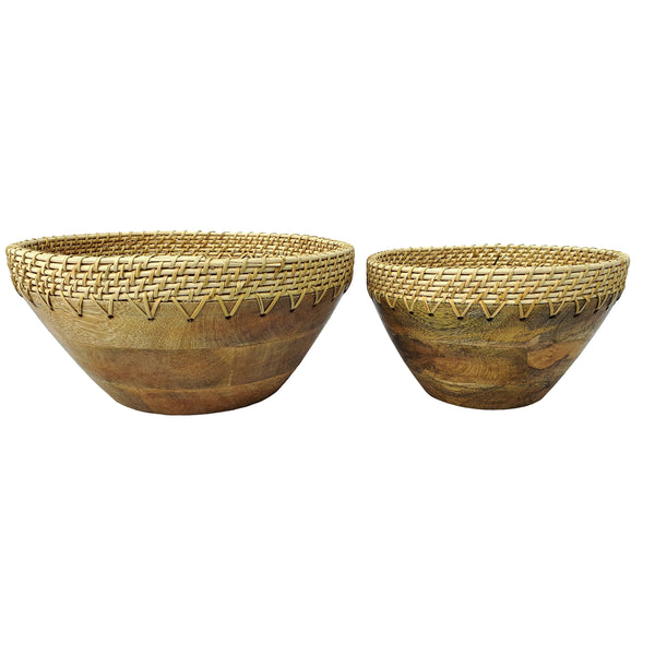 S/2 Woven Bowls, Brown image