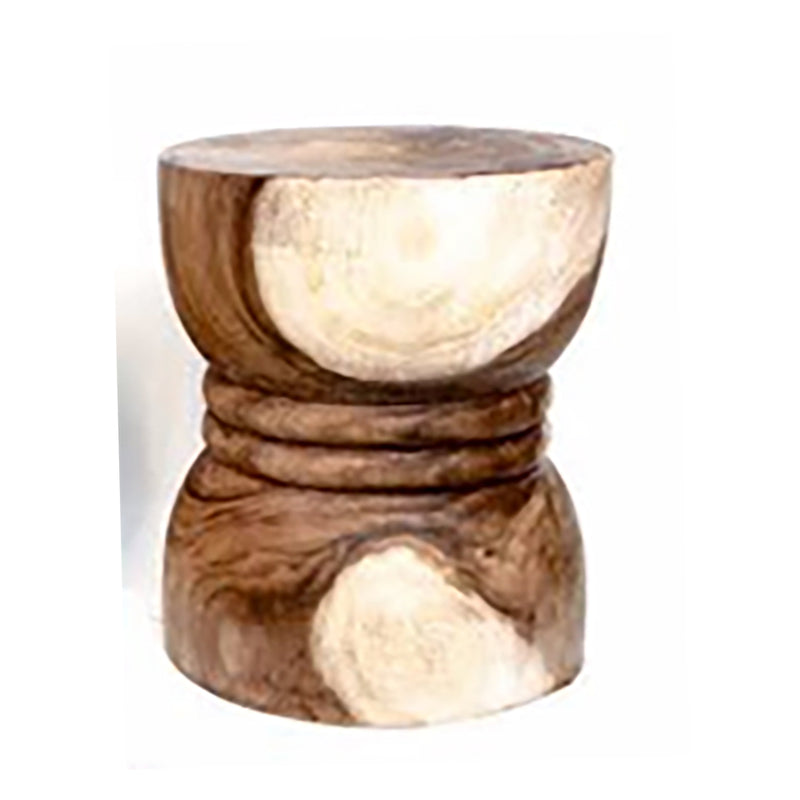 Wood, 18"h Hourglass Shape Stool, Brown image