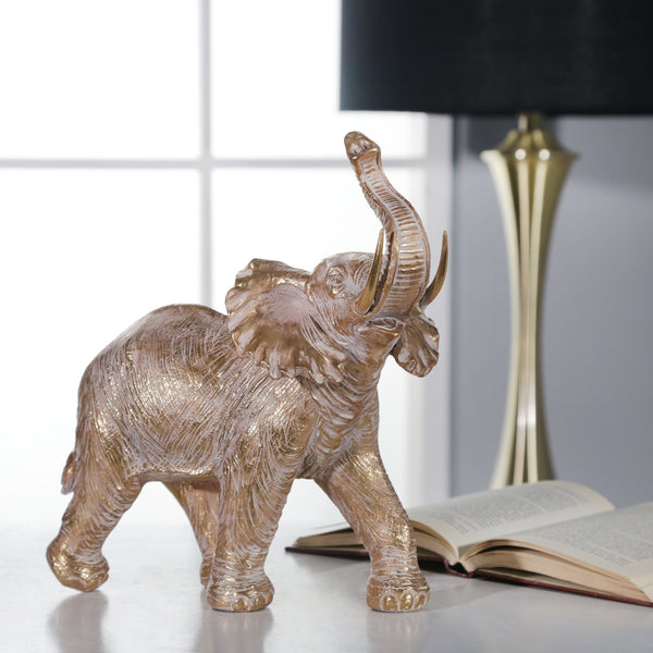 Resin 12" Elephant Decoration,gold image