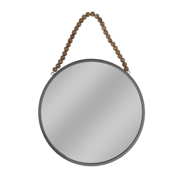 Metal, 30"  Round Mirror W/ Beads, Gunmetal Wb image