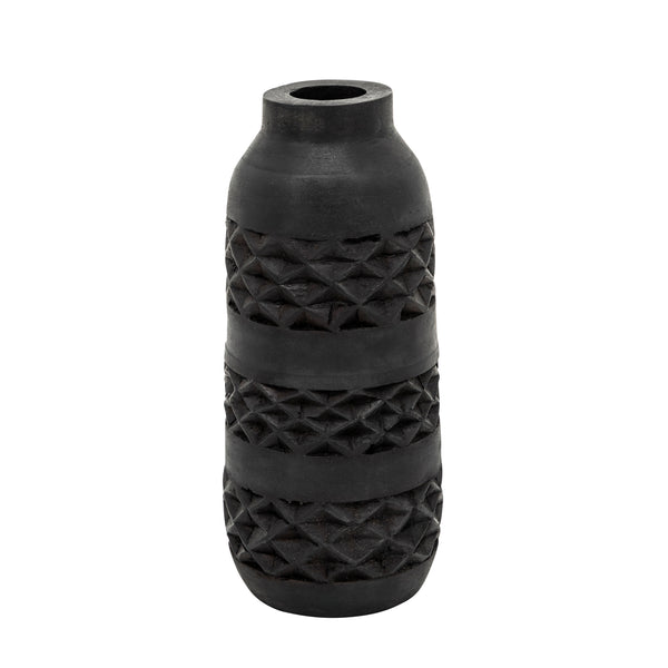 Wood 12" Stained Vase, Black image
