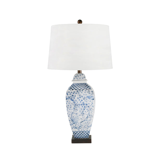 Ceramic 31" Ginger Jar Table Lamp, Blue/white image