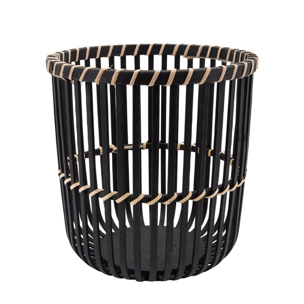 Woven 10" Trash Basket, Black image