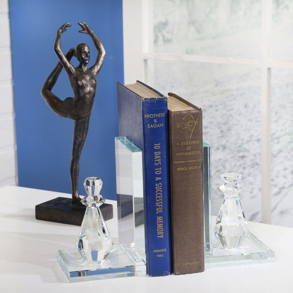 S/2 Crystal Chess Piece Bookends, Clear image