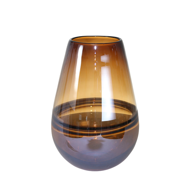 Glass, 11" Handmade Oval Vase,brown image