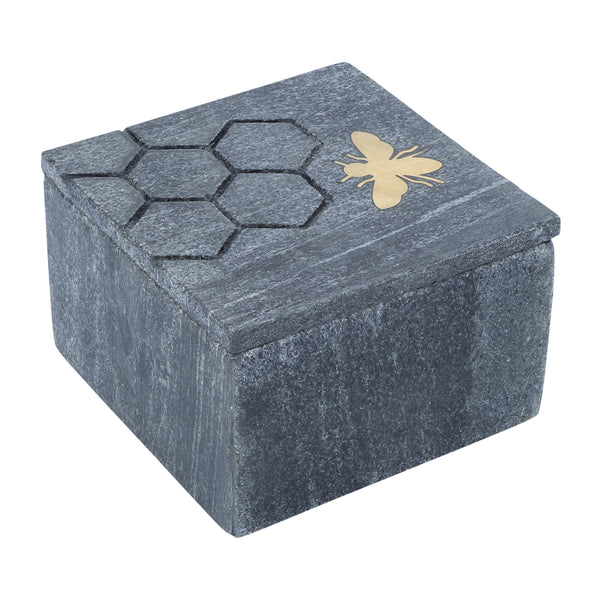 Marble 5x5 Marble Box W/ Bee Accent Black image