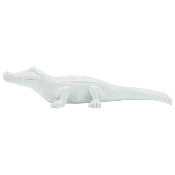 Polyresin 16" Crocodile Figurine, White image