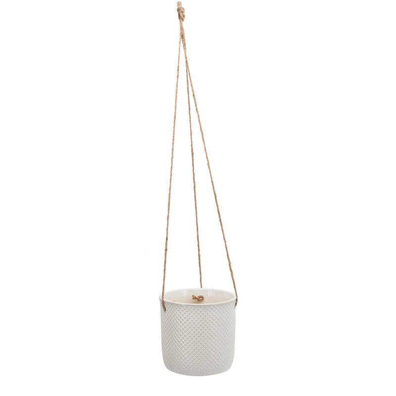 7", Dotted Hanging Planter, White image