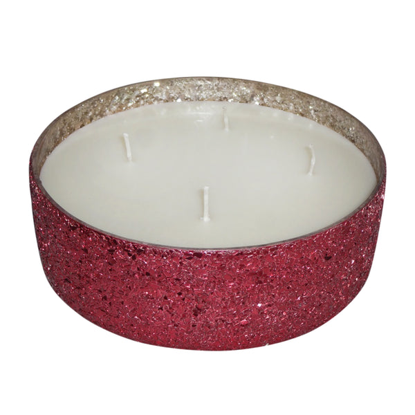 Candle On Red Crackled Glass 49oz image