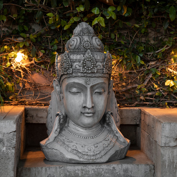 Resin 33" Buddha Head, Grey image