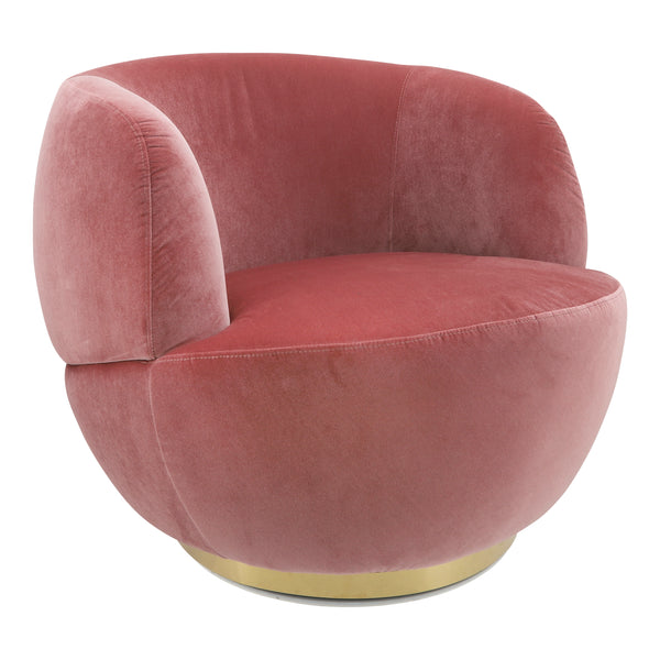 Velveteen Swivel Chair With Gold Base, Pink image