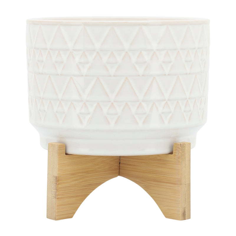 Cer, 7" Aztec Planter On Stand, Ivory image