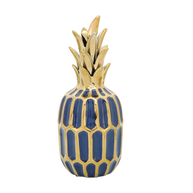 Ceramic 10.25" Pineapple Navy/gold image