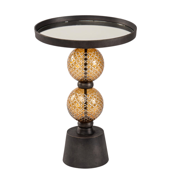 Metal, 22"h Orb Side Table, Mirror Top, Gld/blk image