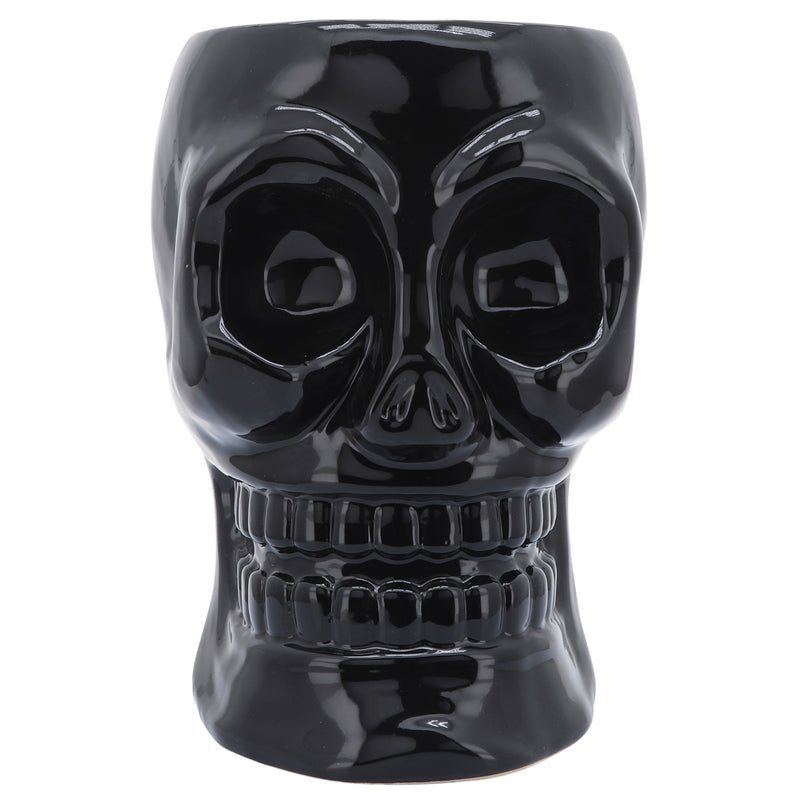 Cer, 8" Skull Vase, Black image
