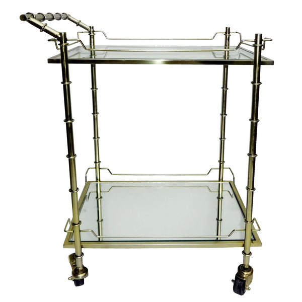 Two Tier 30"h Rolling Bar Cart, Gold image
