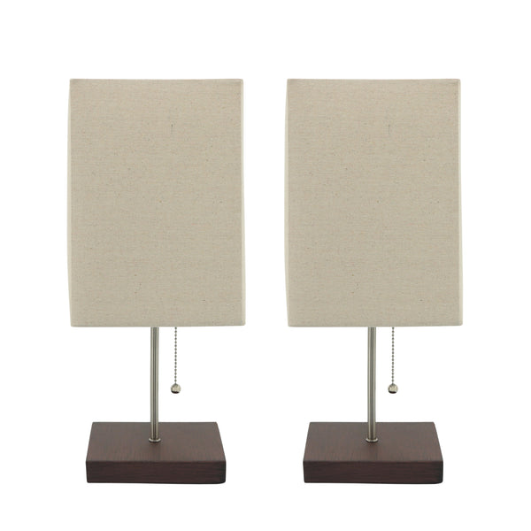 S/2 14" Wood Table Lamps, Brown image
