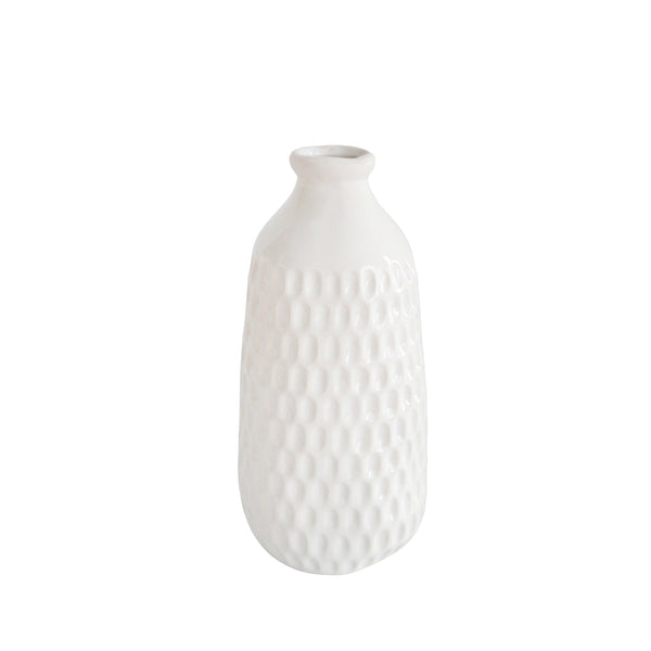 Ceramic 9" Dimpled Vase, White image