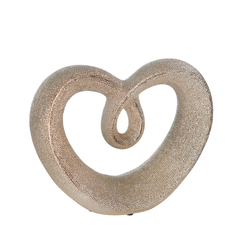 Ceramic 8" Beaded Heart Accent, Champange image