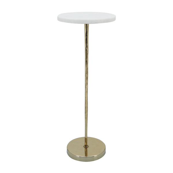 Metal/marble, 21"h Drink Table, White/gold Kd image