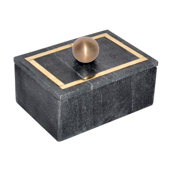 Marble, 7x5 Rectangular Box - Knob, Black image