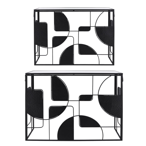 Metal, S/2 29/31"h Abstract Console Tables, Black image