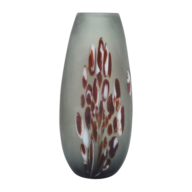 Glass, 17''h, Frosted Vase With Red Detail-gray image