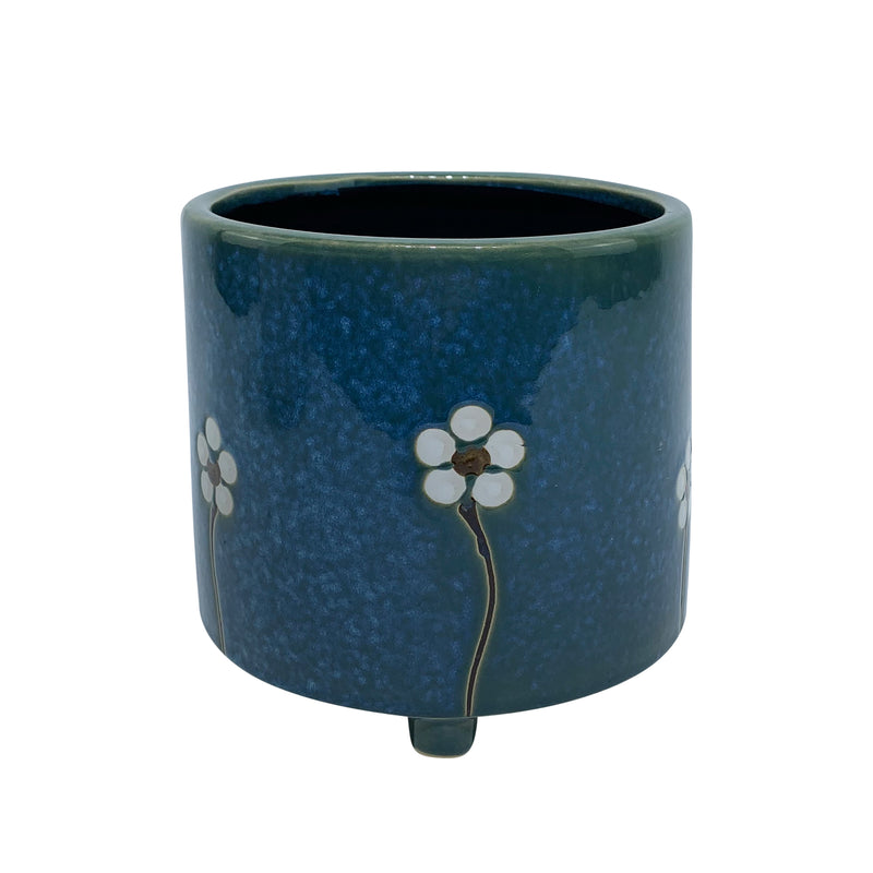 Cer, 6" Footed Flowers Planter, Blue image