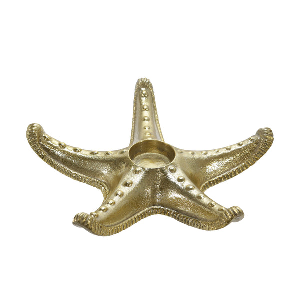 Metal 9" Starfish Tealight Holder, Gold image