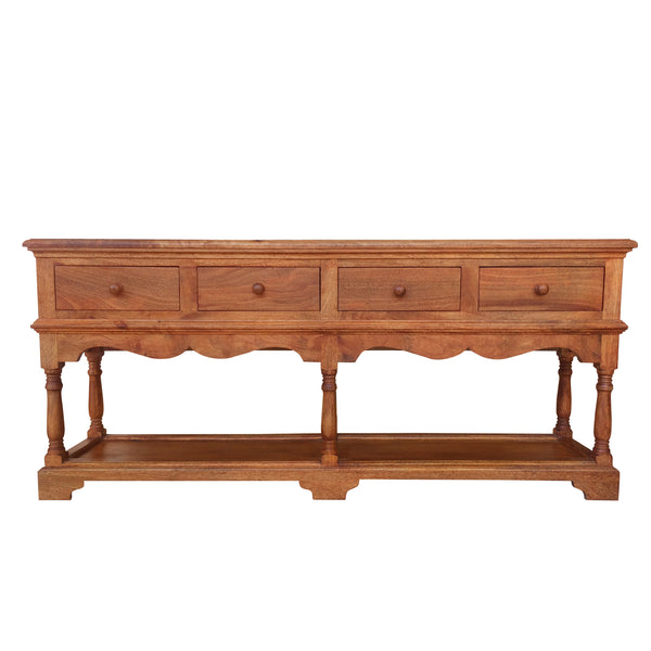 Wood, 69x30 Vintage Console Table W/ Drawers, Brow image