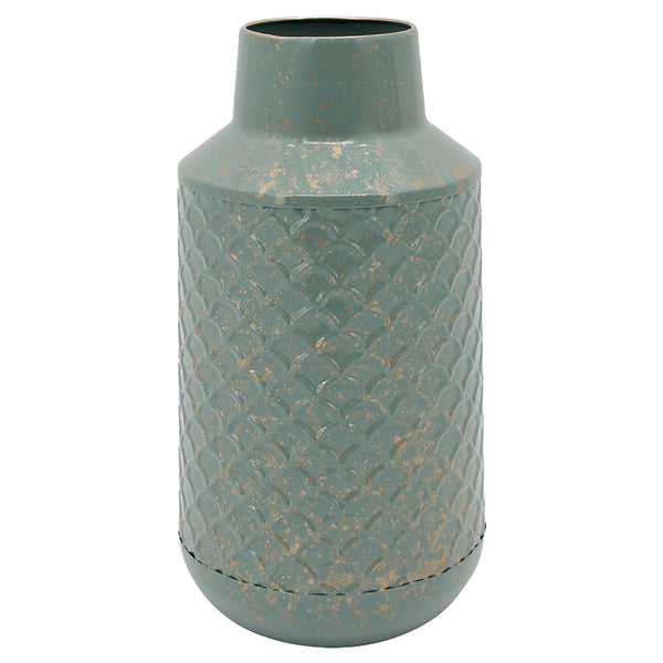 Metal 12"h Textured Vase, Green image