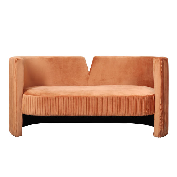 Pleated Velveteen Sofa, Rust image