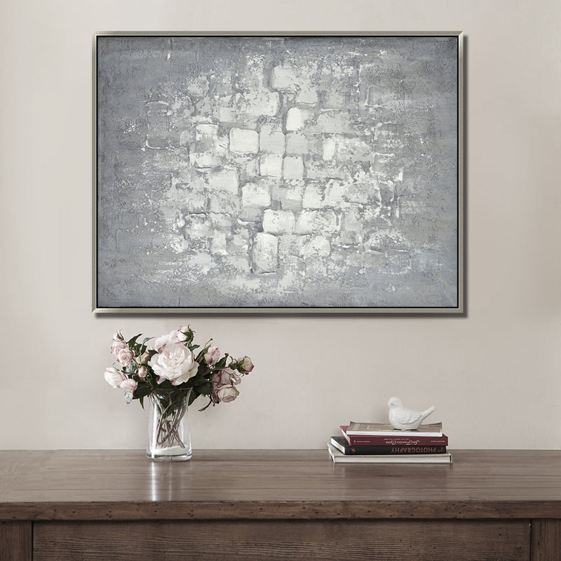 47x35 Handpainted Abstract Canvas, Gray image