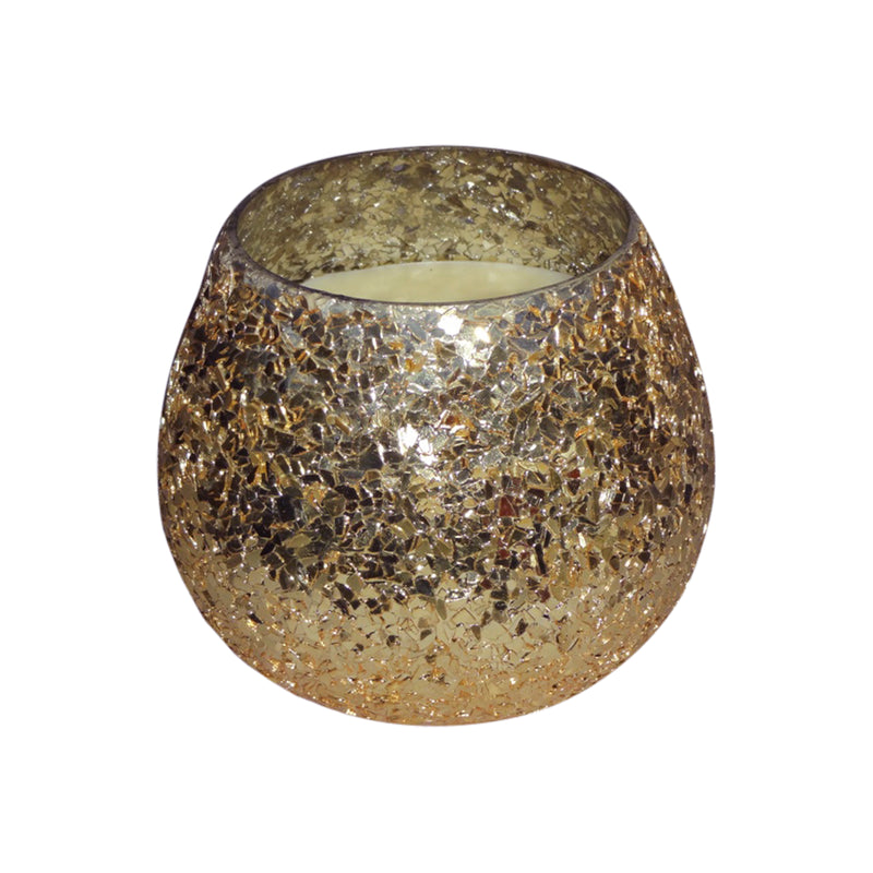 Candle On Gold Crackled Glass 11oz image