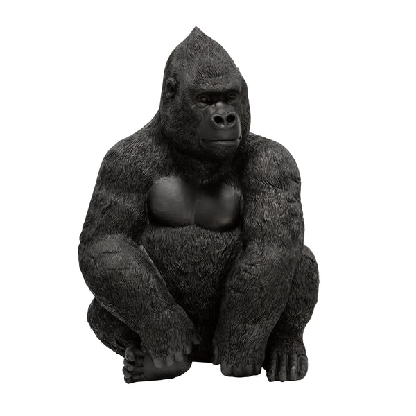 Polyresin 13" Sitting Gorilla Figurine, Black image
