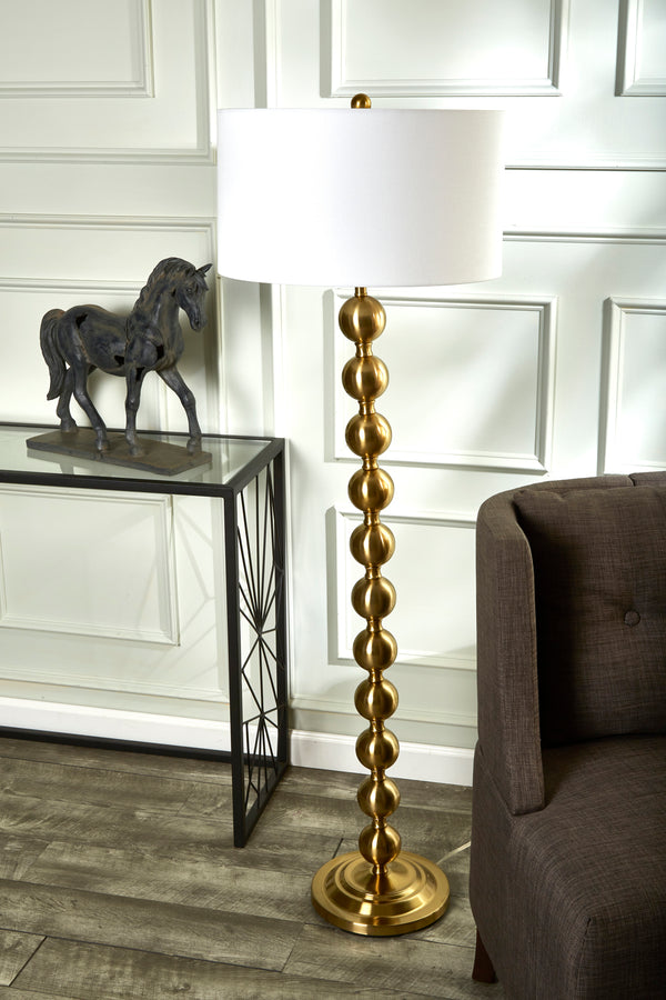 Metal 57" Stacked Ball Floor Lamp, Gold - Kd image