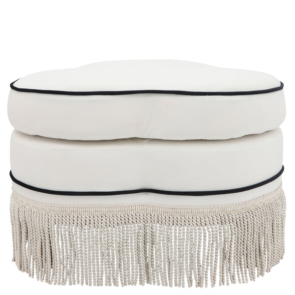 Club Ottoman W/ Fringes, Taupe image