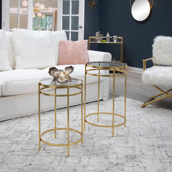 S/2 Metal Round Accent Tables 26/22", Gold image