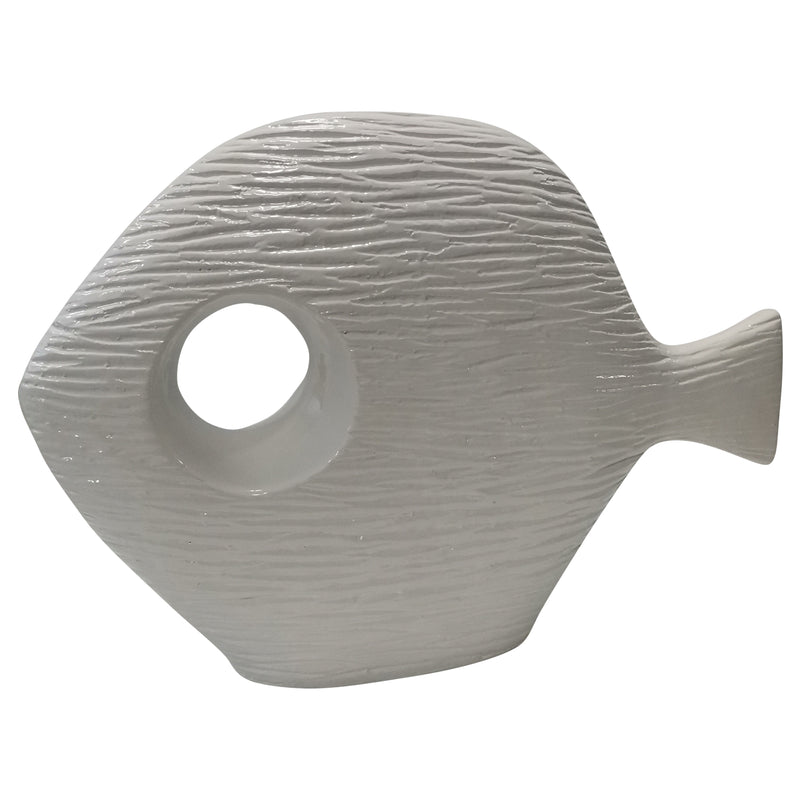 Cer, 14" Textured Fish, White image